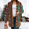 Women's Retro Kilim Motif 3D Print Long Sleeve Open Front Cardigan, Casual Loose Fit Lightweight Street Style Outerwear