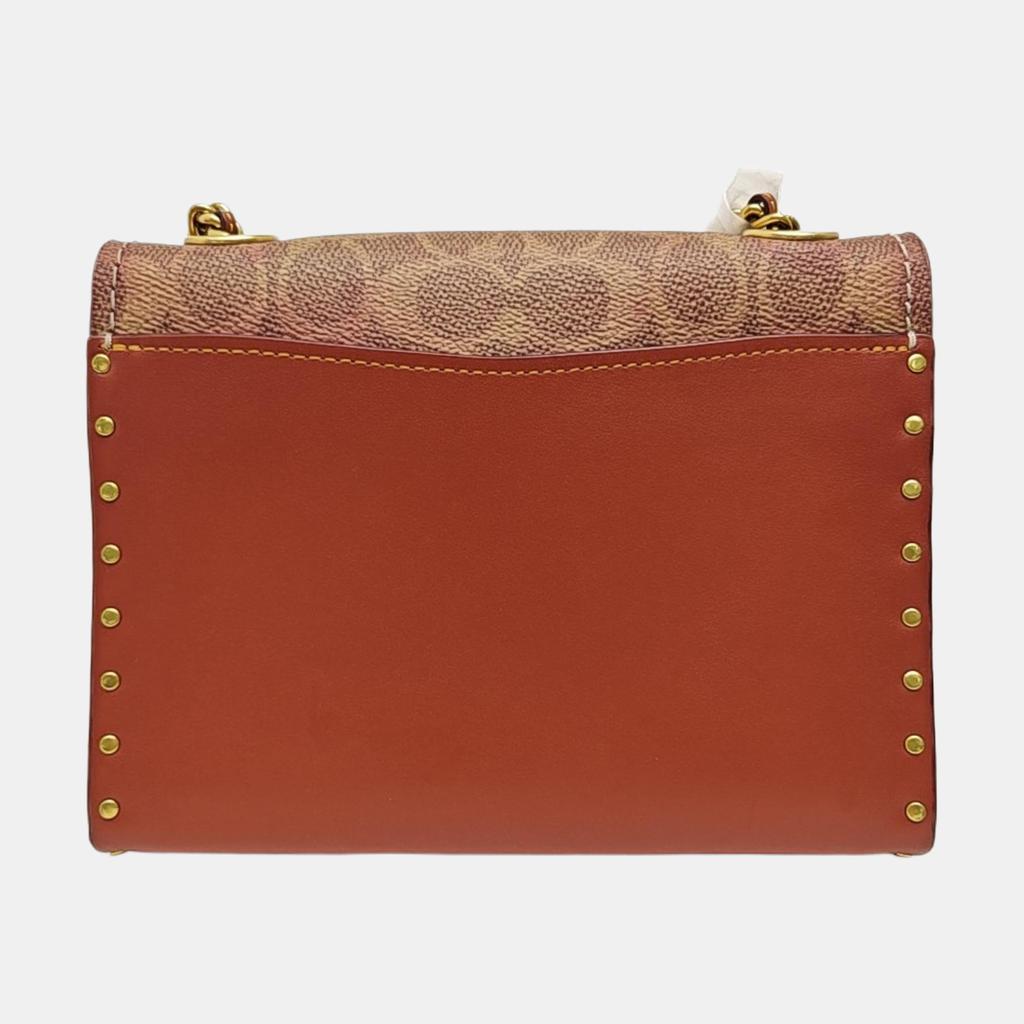 [Gebraucht] Parker 18 Nieten Kamelienblüten-Ketten-Klappen-Umhängetasche Beschichtetes Canvas und Kalbsleder Crossbody-Tasche Klein - Ausgezeichnet #1AFG3DM