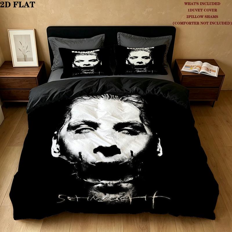 Rammstein Bedding Quilt Set Quilt Cover Pillowcase Home Decoration Birthday Gift (1 * duvet cover + 2 * pillowcase, without core)