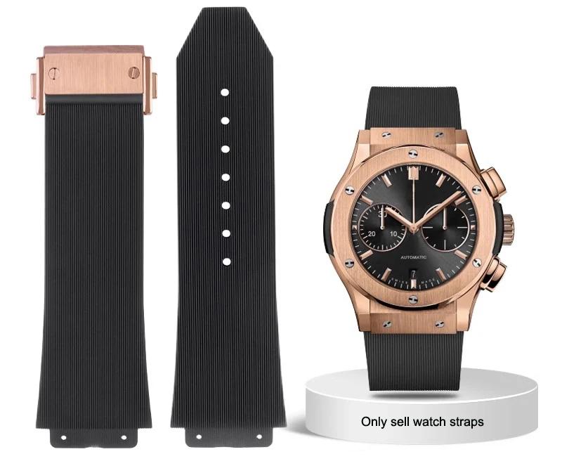 Cinturino per Orologio HUBLOT BIG BANG Serie Classica 25-19mm Gomma Nero Blu Cinturino Impermeabile Silicone Accessori Orologio