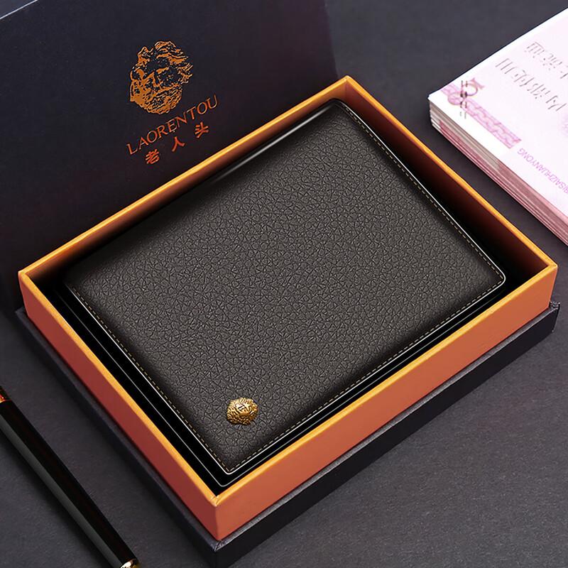 Мужской двускладной кошелек Laorentou из натуральной кожи