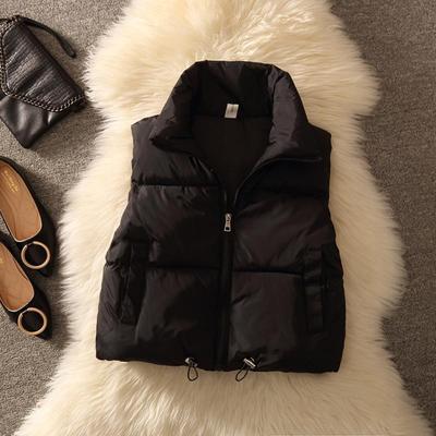 Women's Short Padded Puffer Sleeveless Vest - Fashionable Winter Warm Cotton Padded Puffer Vest, Female Parkas Waistcoat Outerwear
