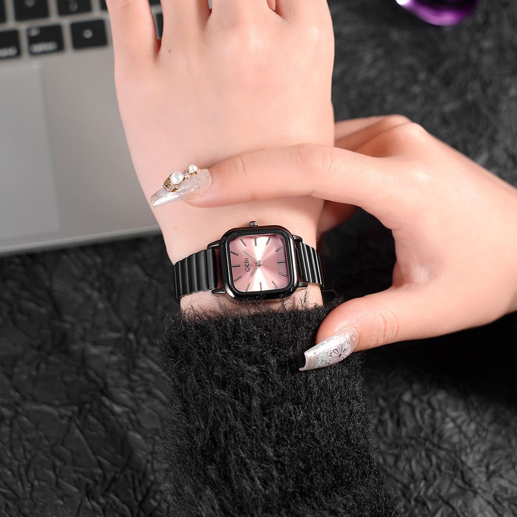 Simple And High-End Small Square Plate Women'S Watch, High Value, Small And Exquisite Bamboo Steel Belt, Waterproof Quartz Watch