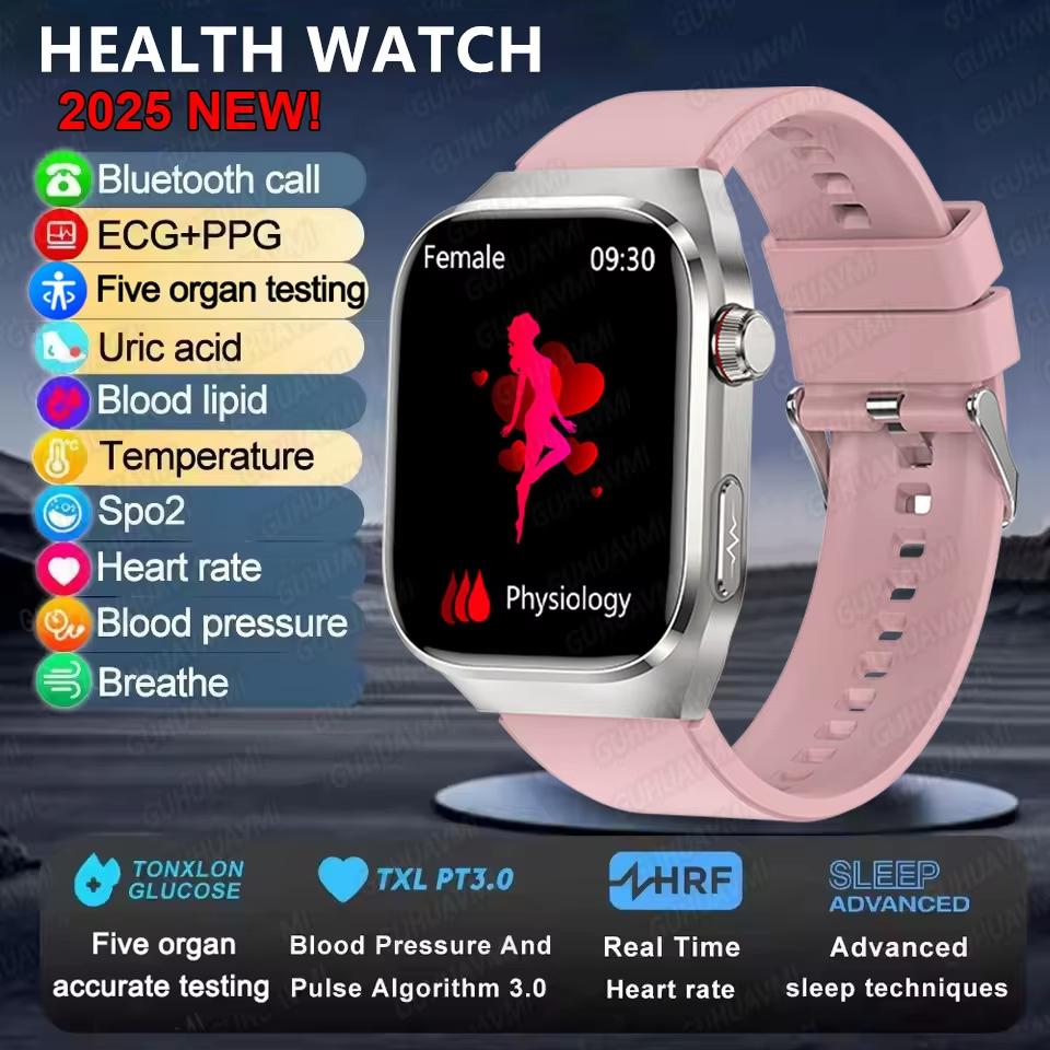 2025 New Health Glance ECG AI Diagnosis Smart Watches Men Heart Rate Blood Pressure IP68 Waterproof Smartwatches For HUAWEI IOS