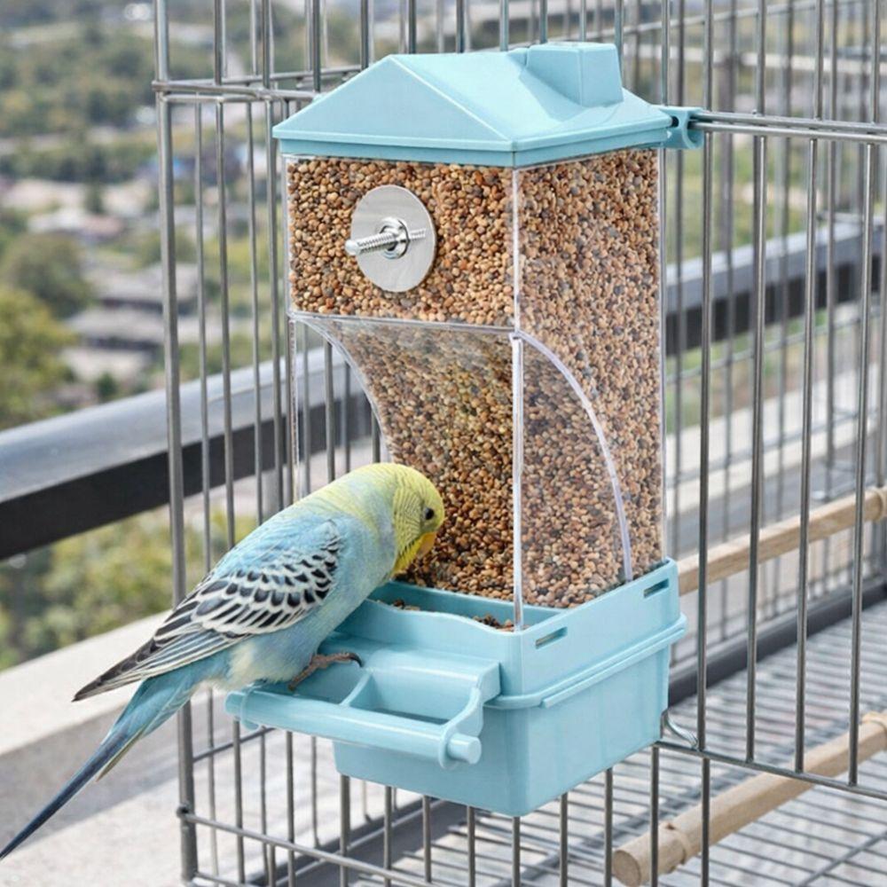 Large Capacity Automatic Bird Feeder Transparent Feeding Bowl Parrot Cage Feeder Small Parrots