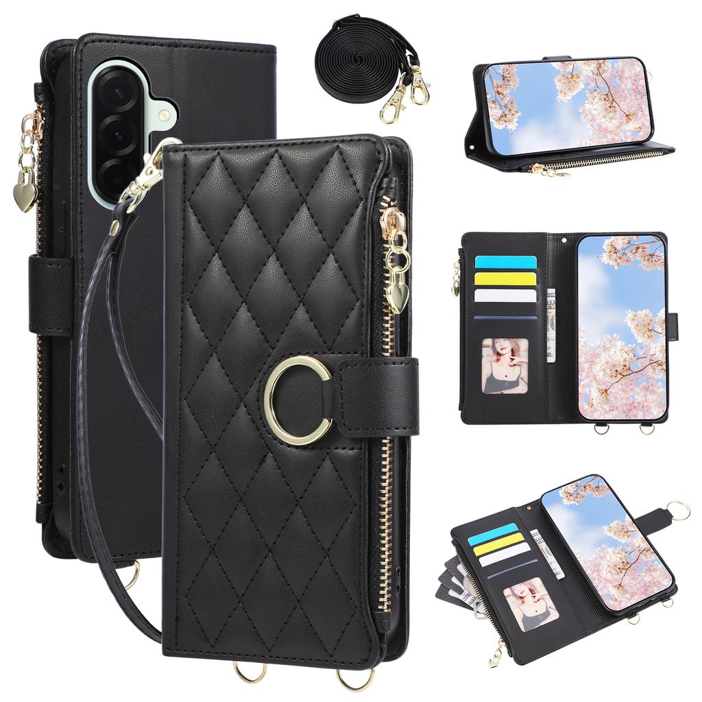Flip Leather Crossbody Wallet Phone Case for Samsung Galaxy A57 A37 A07 A17 A16 A36 A56 A26 A06 A55 A35 A05 A05S A54 A34 Cover