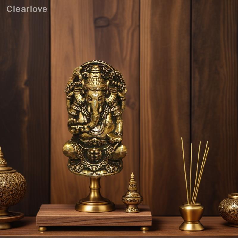 1/3PCS Mini Elephant God Metalwork of Asia, India & Thailand; Antique Brass Ganesh Figurine for Home and Office Decoration