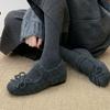 Height-increasing Mary Jane fluffy shoes for women in winter, new fashionable gray woolen single shoes for women, thick-soled velvet cotton shoes f