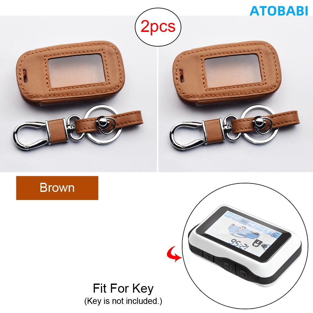 Leather Key Cover Bag For StarLine E60 E90 E61 E91 E63 E93 E65 E95 E66 E96 V2 E97 ECO E7 LTE Two Way Car Alarm LCD Remote Cases