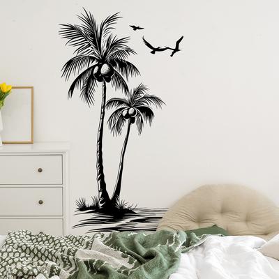 Tropical Coconut Tree Flying Bird Wall Sticker Entrance Wall Decoration Self-Adhesive Creative Wall Art