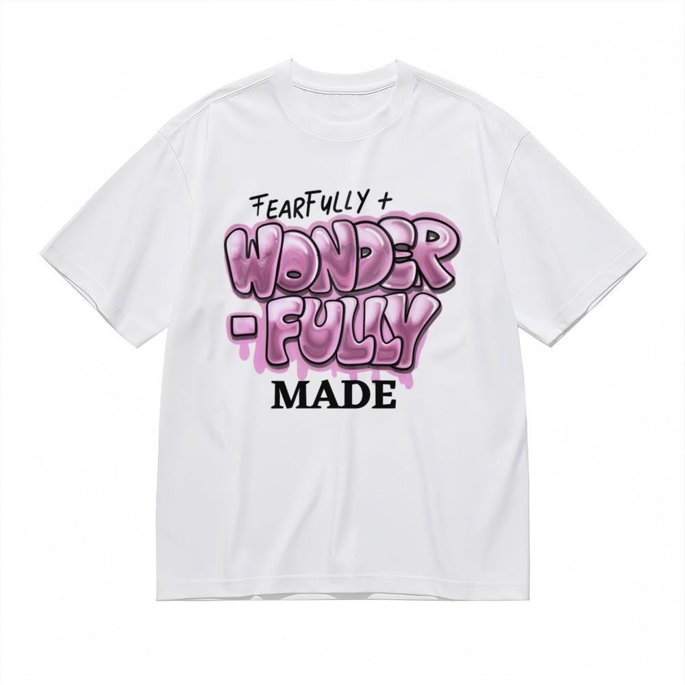 

Women s T-shirt With Wonder-Fully Graphic Unisex White 100% Cotton Tops Summer L