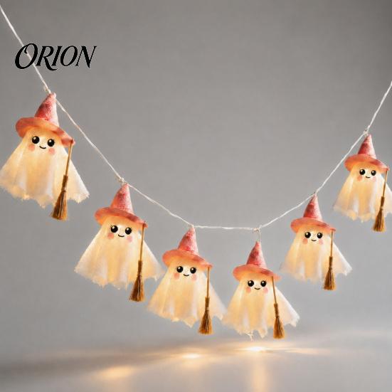 Halloween Geister Lichterkette LED für Dekorationen, Niedliche Hängende Gaze Lampen Weiches Leuchten Nachtlicht mit Warmweißen Lichtern, Innenbereich Zuhause Party