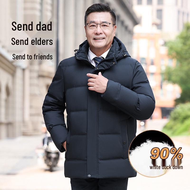 

Men s Thickened Winter Down Jacket - Business Dad Style, Plus Size, Warm White Duck Down Coat for Cold Protection XXL (68-75 kg)