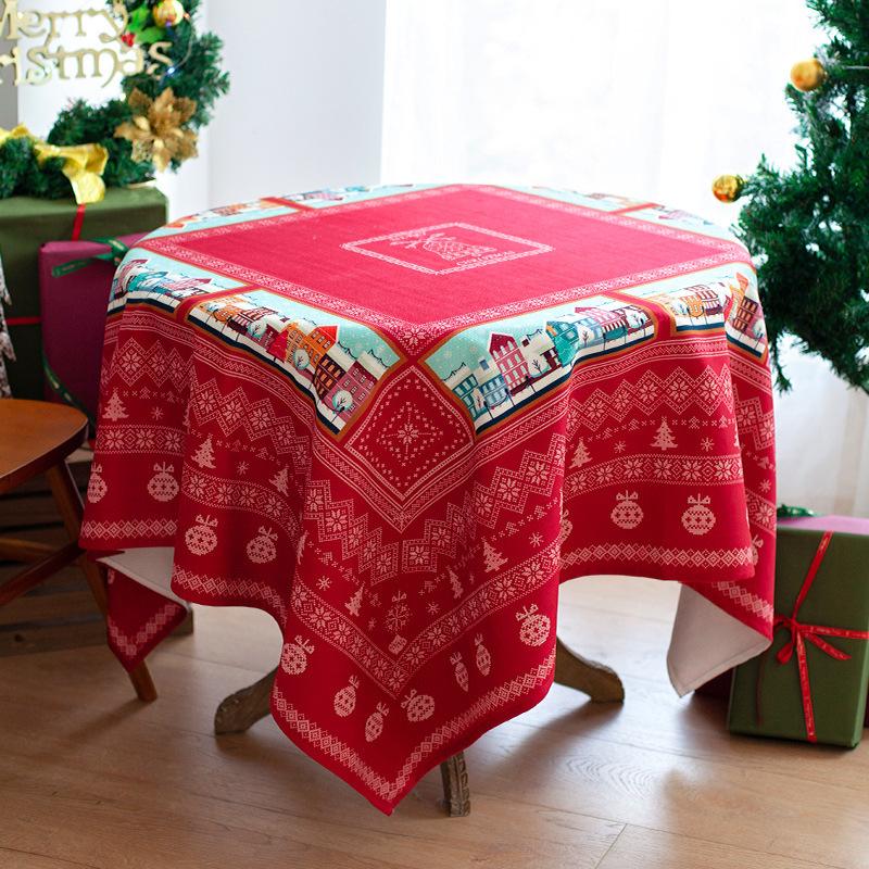 Novoroční dárek Vánoční série Vodotěsný Běžný ubrus na stůl Zesílený Obdélníkový Ubrus na jídelní stůl Ubrus na konferenční stolek