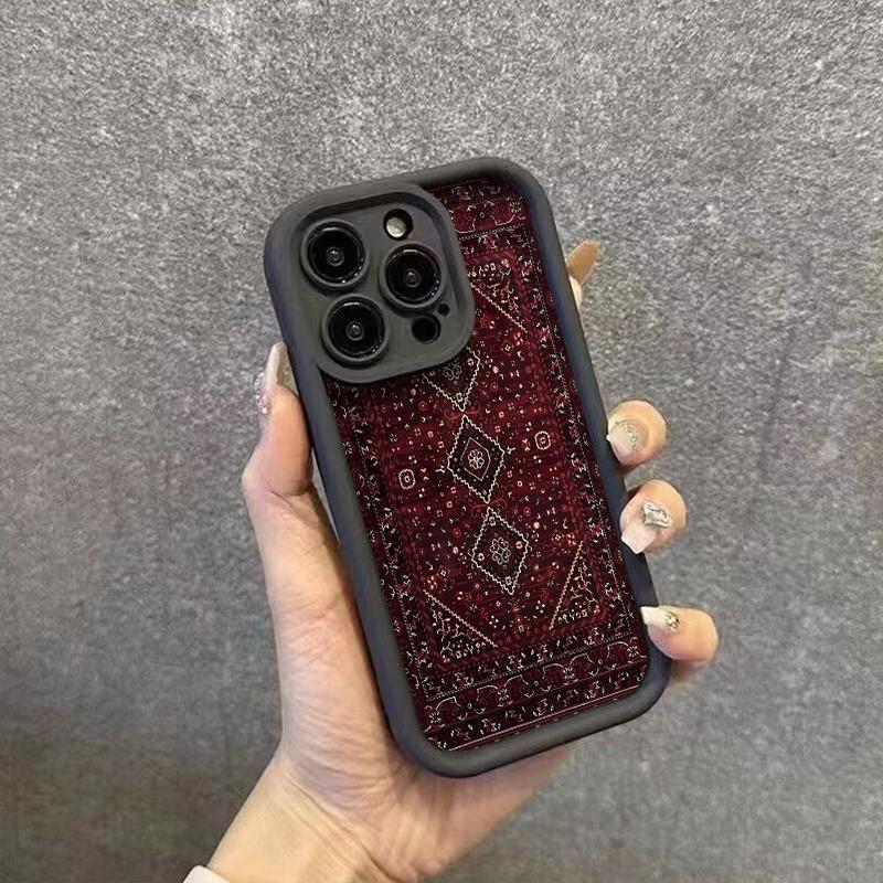 Pouzdro na telefon Vintage červený vzorovaný koberec Design Pro Xiaomi Redmi Note 14 13 Pro Plus 5G 12 11 10 Pro 4G 13 14C 13C 12C Měkký kryt