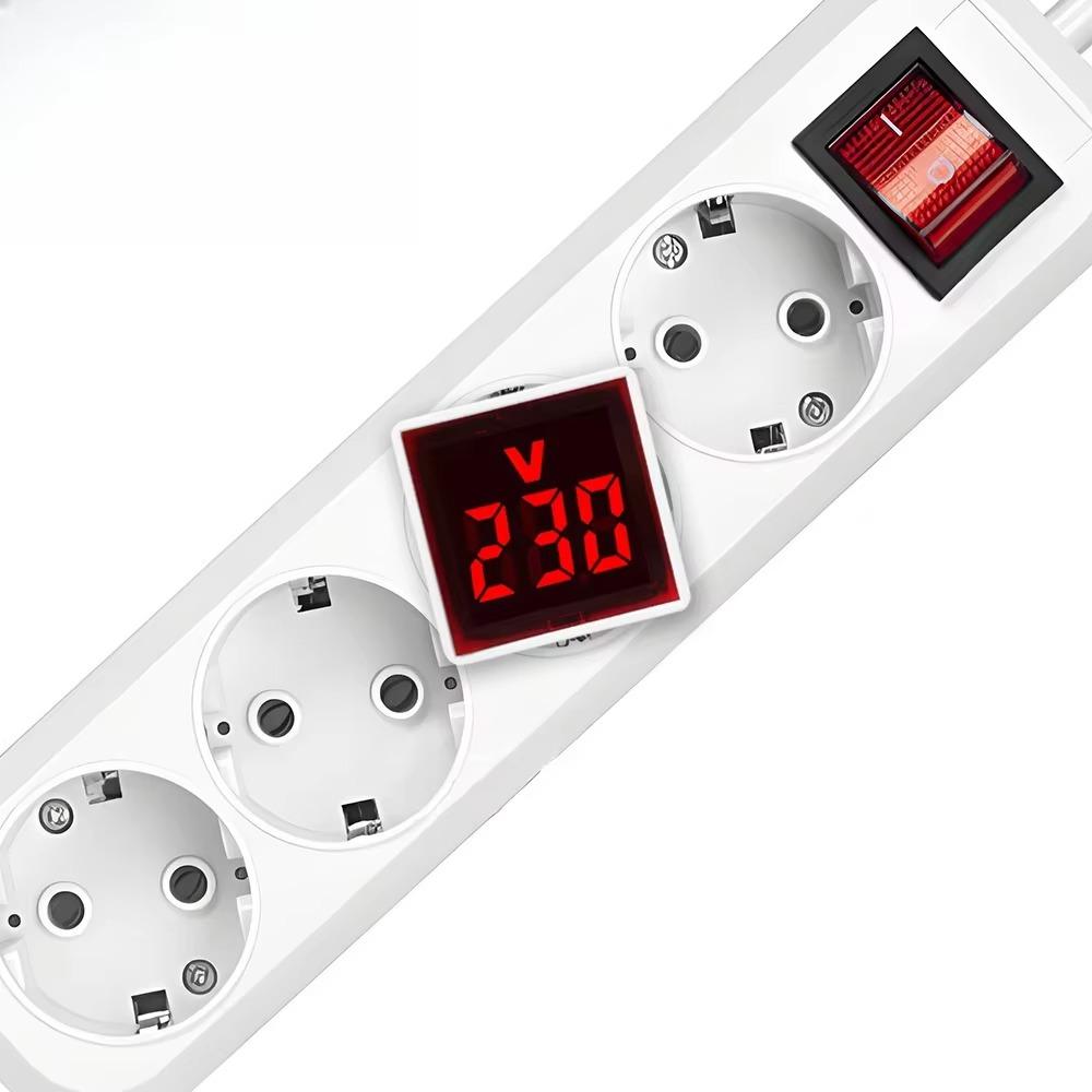 Digital Voltmeter 220V Mini Voltage Meter LED Digital Display Voltmeter Indicator Light EU Plug Volt Tester Detector Pilot Lamp