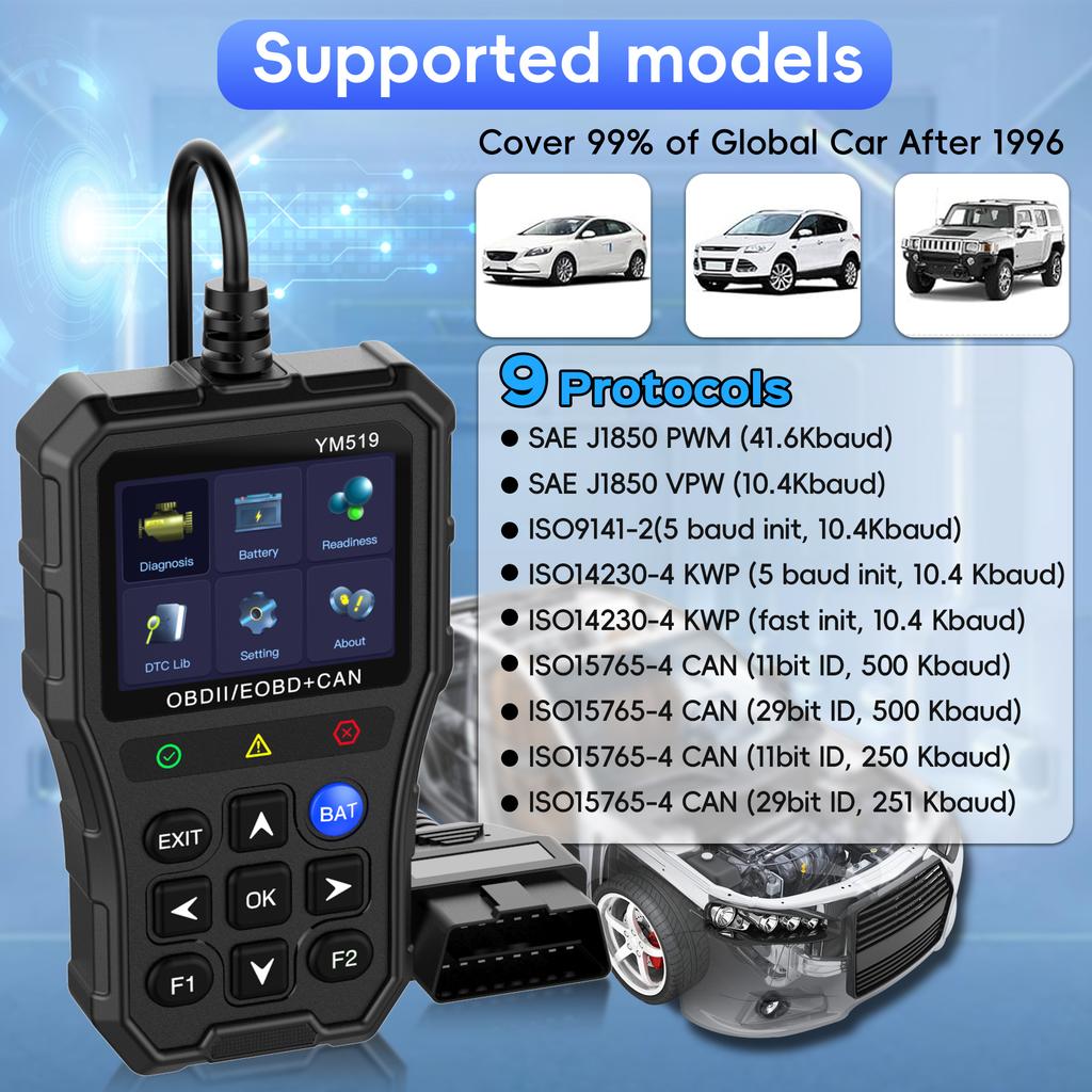OBD2 Tarayıcı Arıza Teşhis Aracı, Motor Arıza Kodu Okuyucu, Profesyonel Otomobil Motor Arıza Işığı Otomobil Arıza Teşhis Tarama Aracı