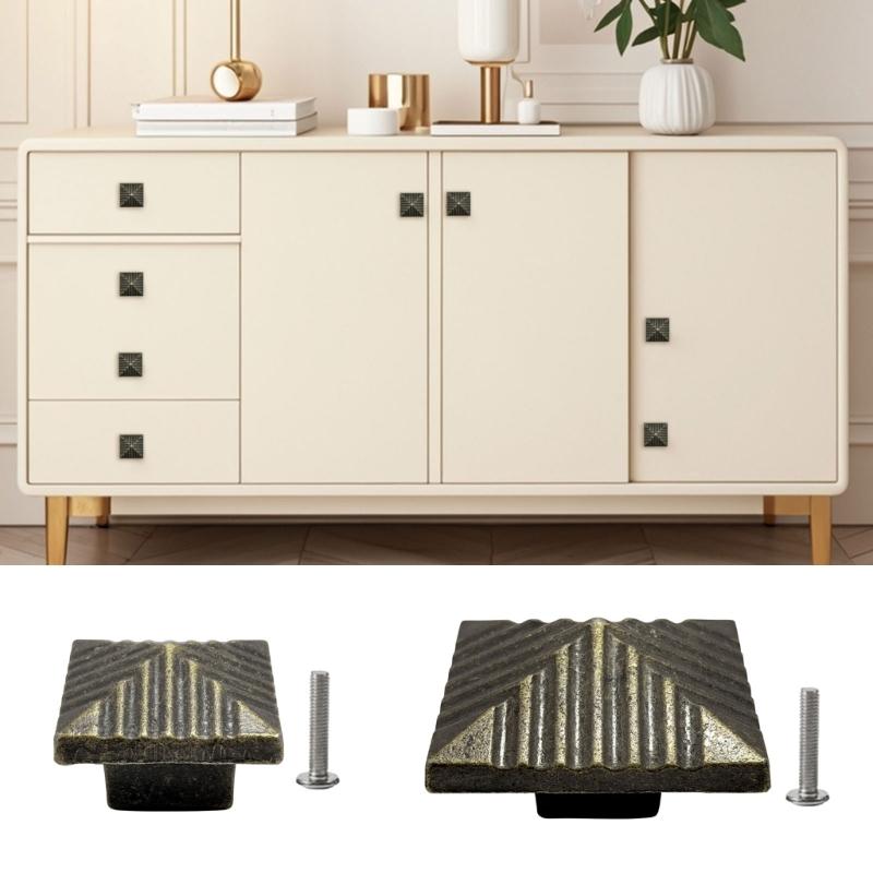 Heavy Duty Zinc Drawer Pulls with Retro Square Design Easy Installation Cupboard Handles for Furniture Hardware