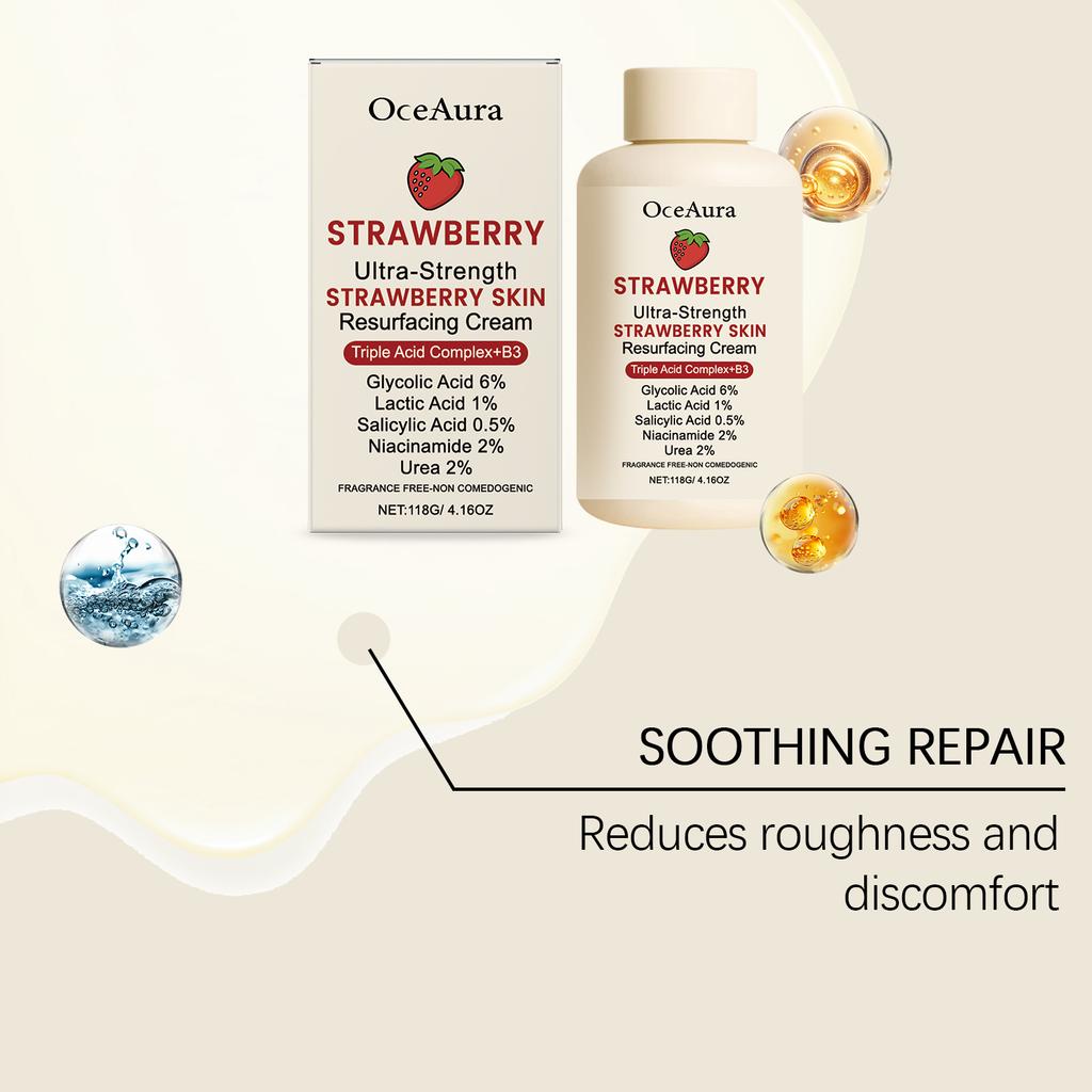 Oceaura Strawberry Body Cream Gentle Moisturizing Lightweight Non-greasy Improve Skin Texture Enhance Smoothness Soft Body Care