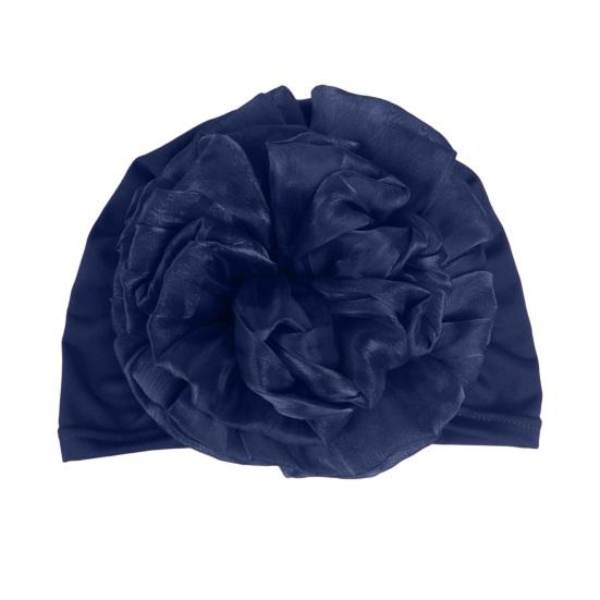 Pălărie cu turban cu decor exagerat de flori pentru femei, cu capotă elastică, de culoare solidă, pălărie pulover, moale, respirabilă, îmbrăcăminte de stradă