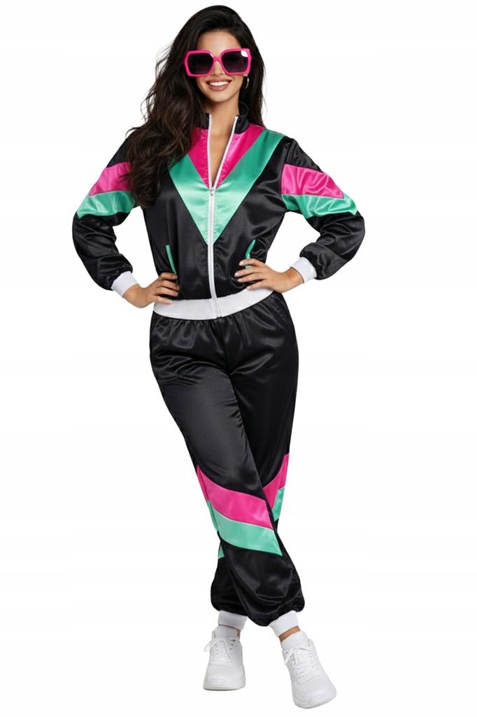 Dres strój lata 80 przebranie retro dresy kostium disco bluza vintage l