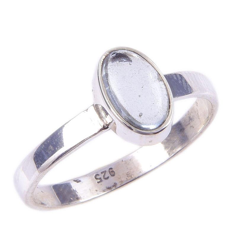 Natural Aquamarine Gemstone Handmade 925 Solid Sterling Silver Ring Size 8 n2M69