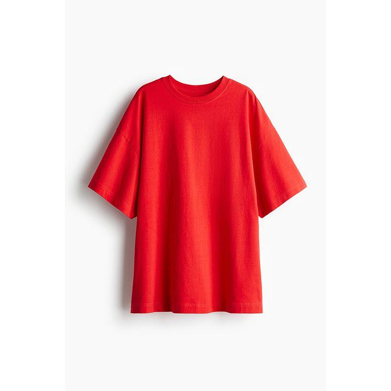 

HM Women s T-shirt 2025 Autumn New Fashion Casual Jersey Rib Neckline Large Profile T-shirt 1137208