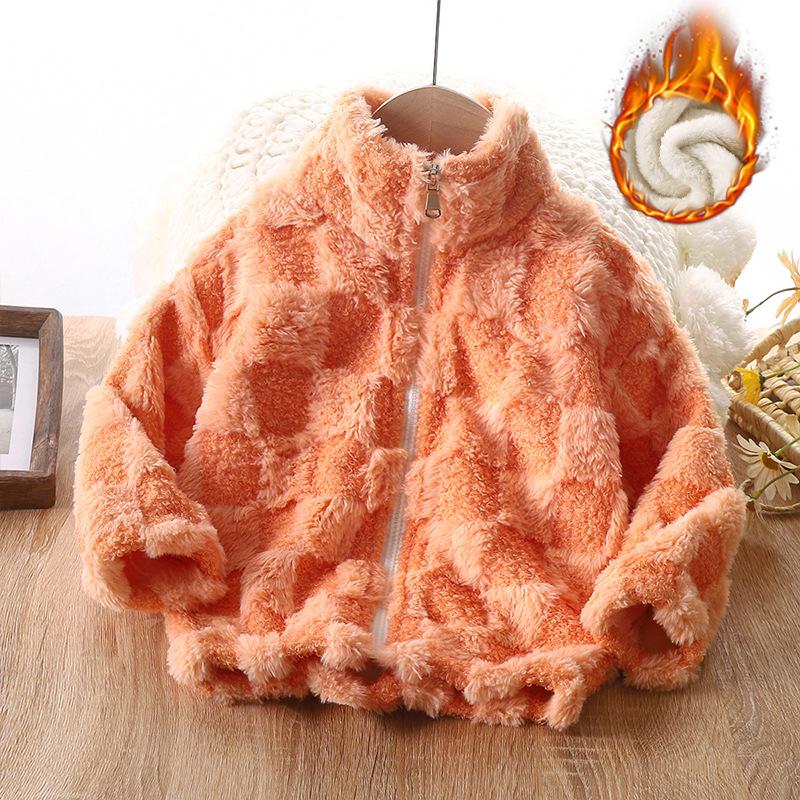 Kids' Fleece-Lined Jacket: Thick, Stand-Up Collar, Zipper Cardigan for Boys & Girls - Autumn/Winter