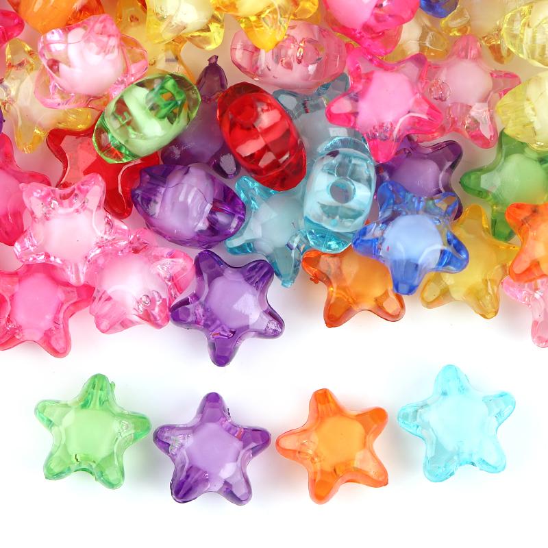50pcs/Lot Acrylic Star Spaced Beads Round Beads For Jewelry Making DIY Kids Puzzle Handmade Charms Bracelet Earrings