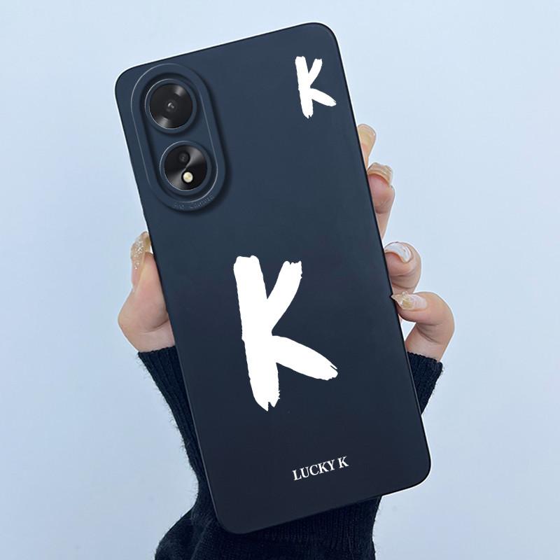 Case For Oppo A18 A38 A58 A78 4G Cover Camera Protection Cute Letter Liquid Silicone Soft Back Covers For Oppo A 38 A 18 Housing