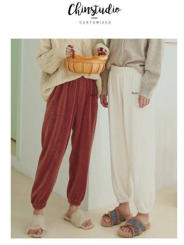 Doppelseitiges Fleece Warme Freizeit-Hose für Frühling und Winter - Gemütliche, lockere Nachtwäsche für zu Hause oder draußen