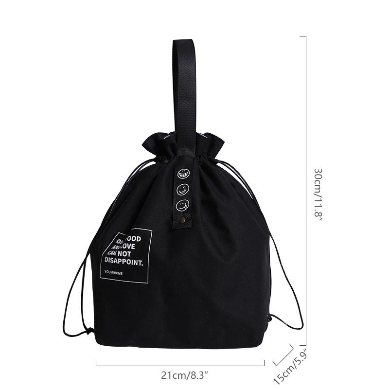 Bento Lunch Bag Wide Mouth Canvas Drawstring Food Carrier For School Picnic Camping Kitchen Essentials Thermal Storage Bag