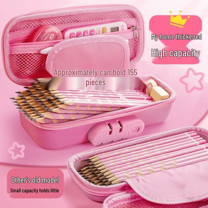 Piórnik 3D z zamkiem na hasło o dużej pojemności dla szkoły podstawowej i przedszkola - Uroczy, kreatywny, wielowarstwowy design