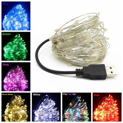 LED Işıkları 2M 5M 10M USB LED Dize ışık Peri Noel Gümüş Tel Düğün Çelenk Işıkları Parti dekorasyon