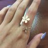 Cincin Pembukaan Opal Bunga, Boleh Laras, Untuk Wanita, Rekaan Daisy Kecil, Set 2 Keping