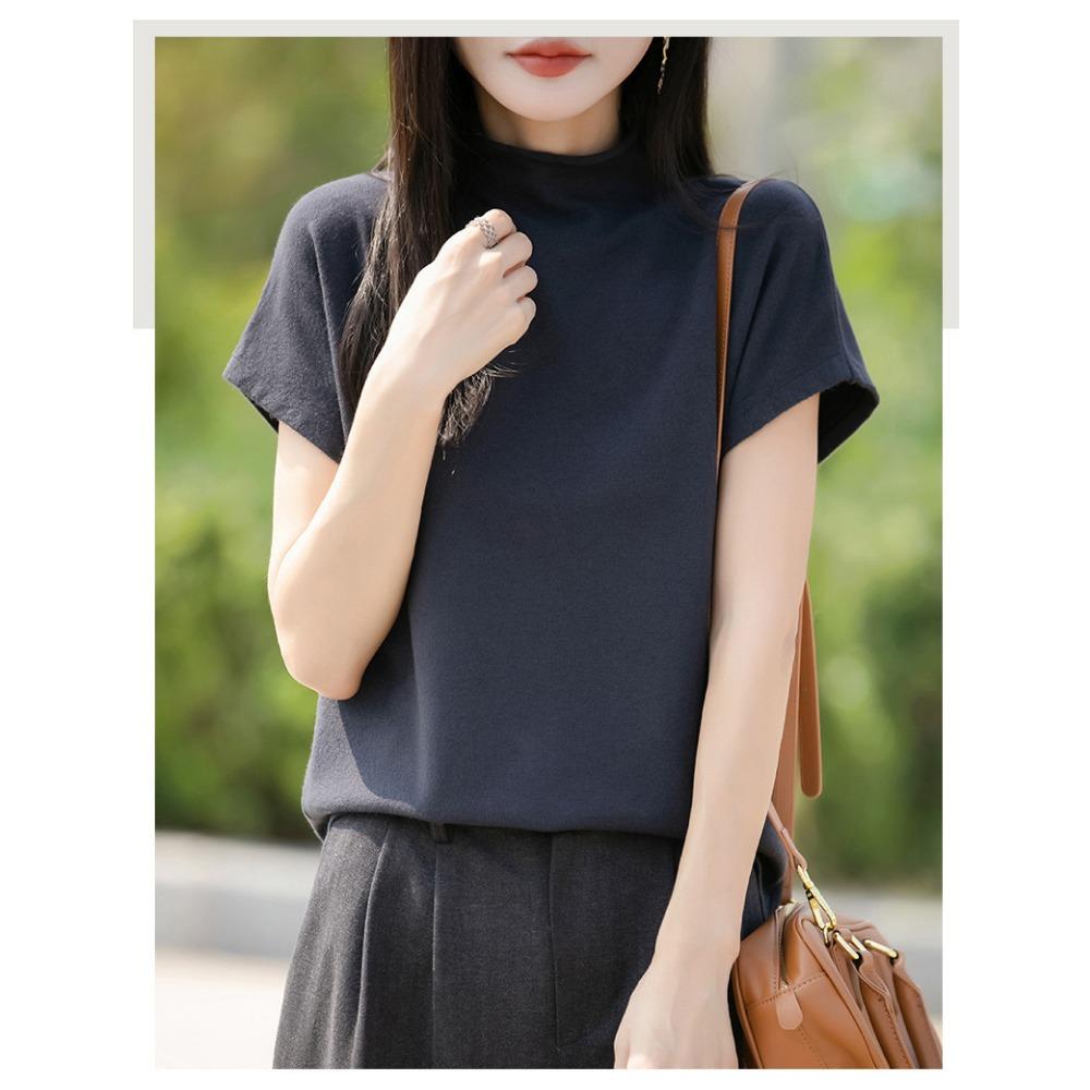 

Новые весенне-осенние вязаные свитера, свитера-пуловеры, женские базовые свитера с коротким рукавом и полувысоким воротником XXL