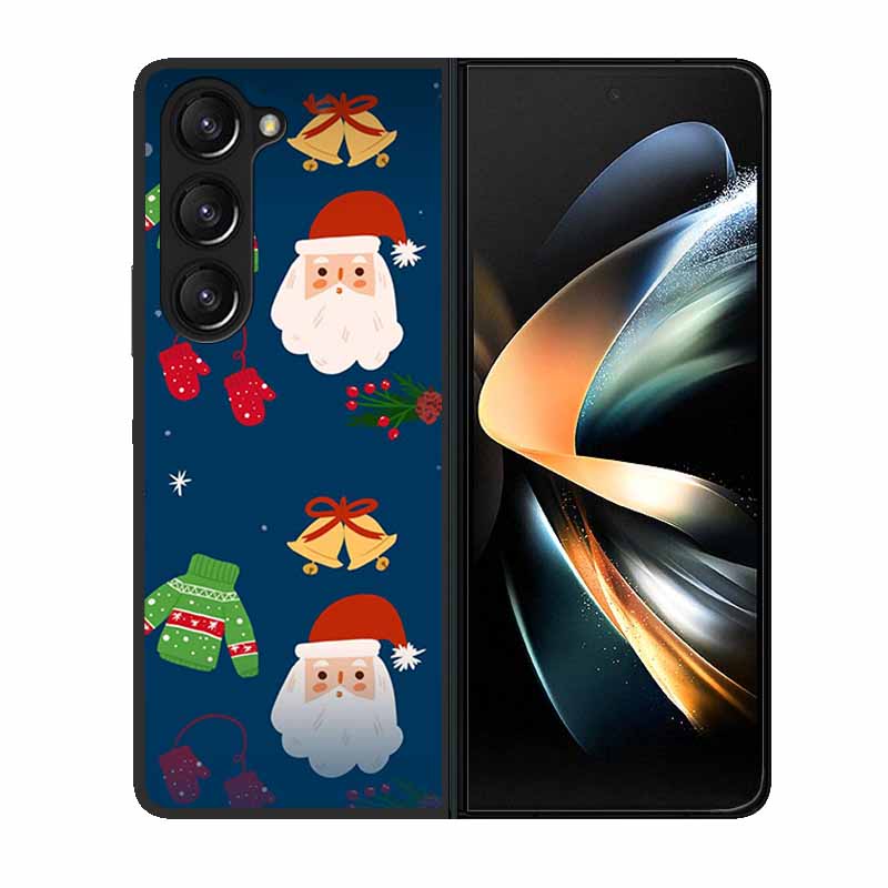 Christmas Case For Samsung Galaxy Z Fold 6 5 4 3 Cover Fold5 Fold4 Lovely Black Hard Plastic PC Cover For Galaxy Z Fold5 5G Case