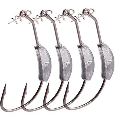 4 stücke Angeln Haken Angeln Kurbel Stacheldraht Blei Offset Köder Haken Weiche Köder Pin Tackle Zubehör Set