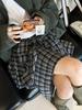 Xu Man Korean Retro Plaid Irregular Hem Tall Slimming Skirt for Women