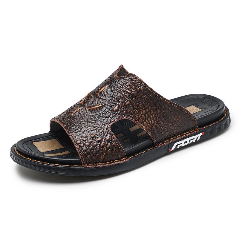 Plus Size Men s Crocodile Pattern Flip-Flops: Casual Open-Toe Beach Sandals 38