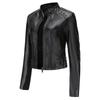 Women's New Rivet Leather Jacket Women's Spring and Autumn Jacket Long Sleeve Women's Jacket Stand-Up Collar Fashion Jacket -