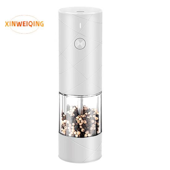 

1/2 шт. электрическая мельница для специй с прозрачным видимым светодиодом, регулируемый ручной USB перезаряжаемый беспроводной автоматический инструмент для измельчения приправ для соли, перца белый