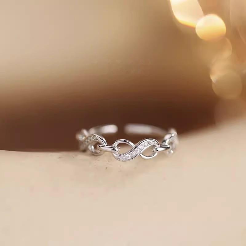 Trendiger offener Ring: 925 Versilberter Kettenring für Damen, Nischendesign, Cold-Style-Mode