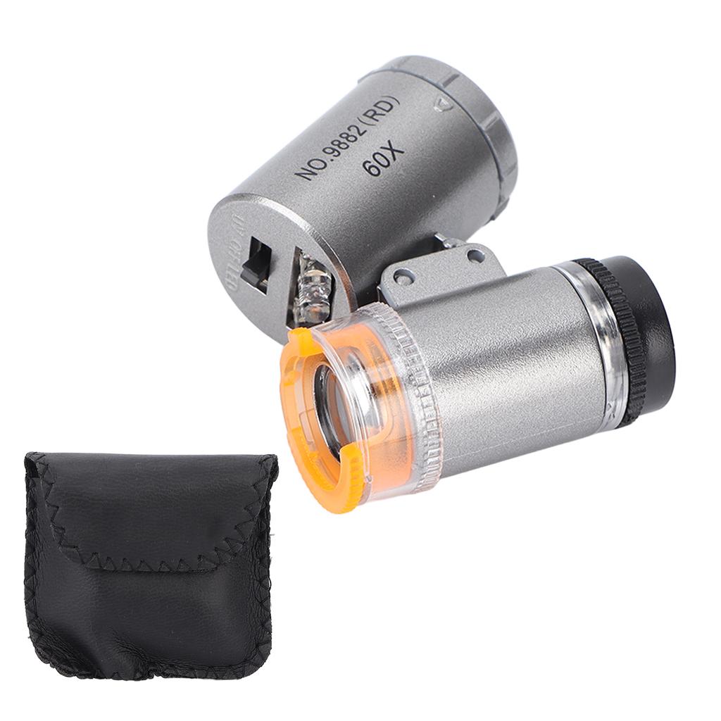Taschenmikroskop 60-fache Vergrößerung 2 LED-Leuchten 1 UV-Licht Breite Anwendung Langlebiges ABS-Acryl Tragbares Mikroskop