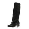 Modedesigner Dicke Absätze Damen Kniehohe Stiefel Mode Damen Schnürung Ritter Lange Stiefeletten botas de inverno feminina