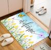 Watercolor Floral Butterfly Carpet Mat Rug "Welcome" Door Mat Non-Slip Floor Decor for Home Entrance Living Room Home Decoration