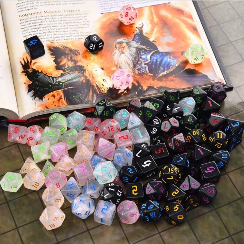 Iridescent Glitter Polyhedral Dice Set D4 D6 D8 D10 D% D12 D20 For Board Game