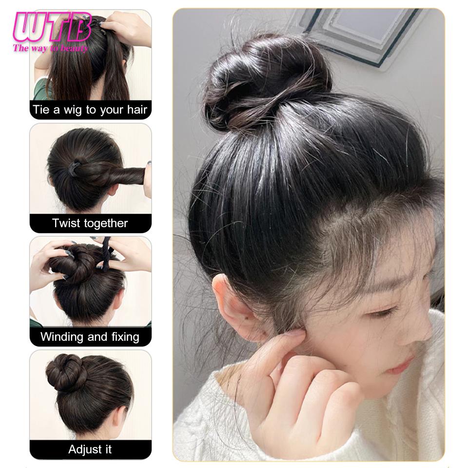 Synthetic Self-winding Hair Bundle Ponytail/Ball Head Wig Integrated Hair Ring Natural Fluffy Head Artifact Flower Head Hair Bag