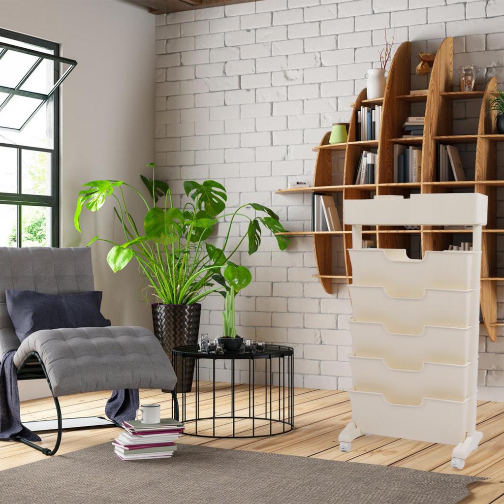 5 Tier Book Rack Multifunctional Removable Bookcase Multilayer Storage Rack for Dormitory Classroom