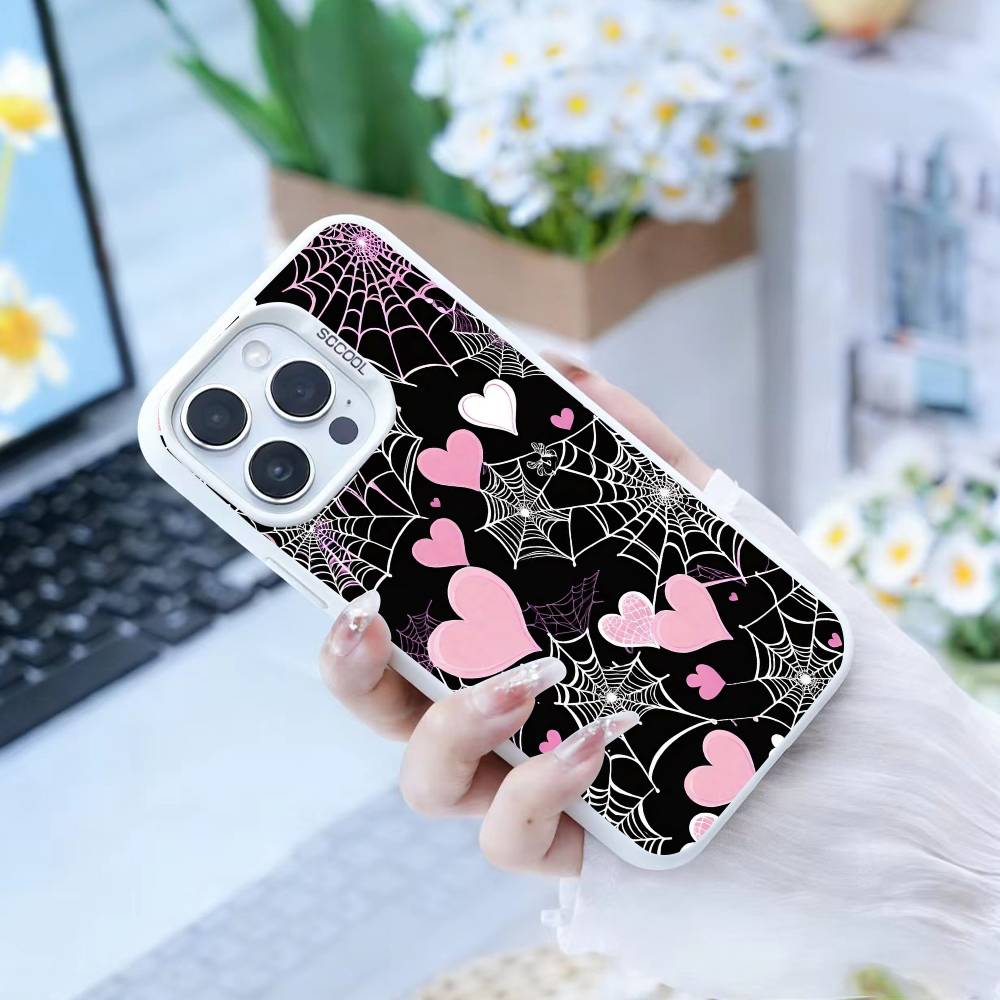 Gothic Dark Sweetheart Phone Case For IPhone 16 17 15 14 12 13 Pro Max Black Color Shockproof Cover